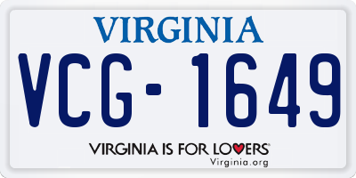VA license plate VCG1649