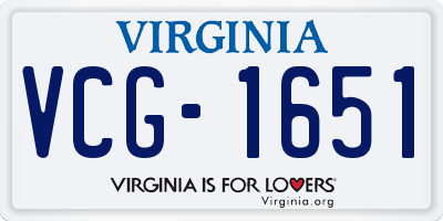 VA license plate VCG1651