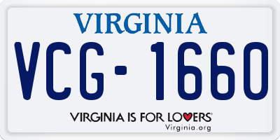 VA license plate VCG1660