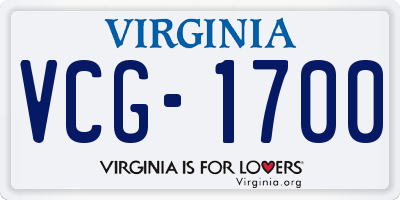 VA license plate VCG1700