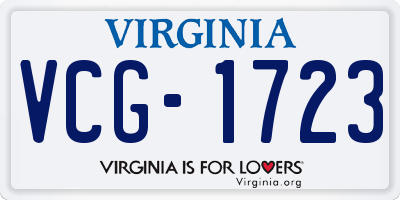 VA license plate VCG1723