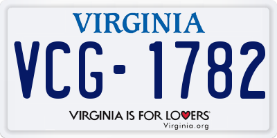 VA license plate VCG1782