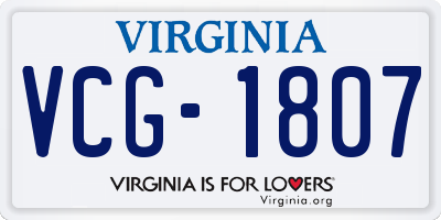 VA license plate VCG1807