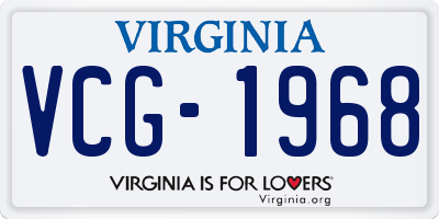 VA license plate VCG1968