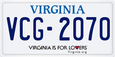 VA license plate VCG2070