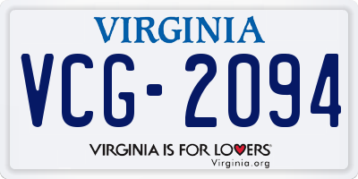 VA license plate VCG2094