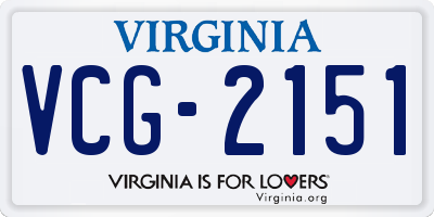 VA license plate VCG2151