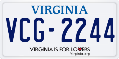 VA license plate VCG2244