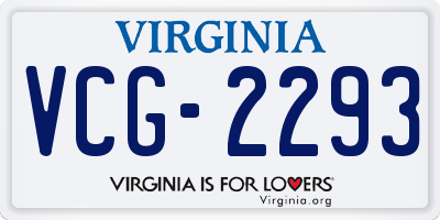 VA license plate VCG2293