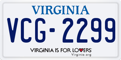 VA license plate VCG2299
