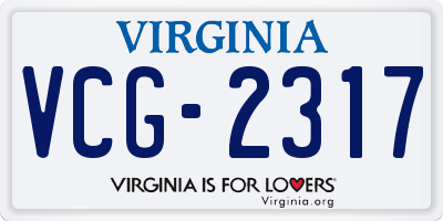 VA license plate VCG2317