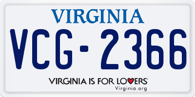 VA license plate VCG2366