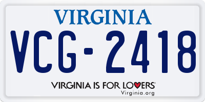 VA license plate VCG2418