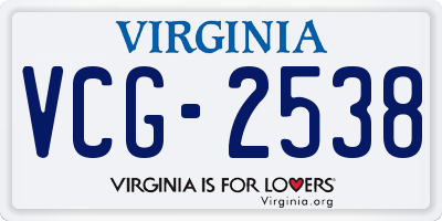 VA license plate VCG2538