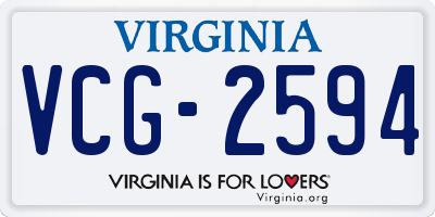VA license plate VCG2594