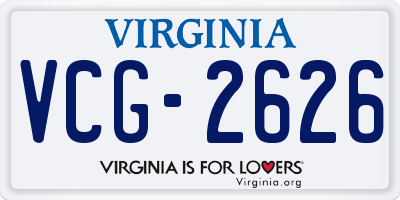 VA license plate VCG2626