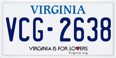 VA license plate VCG2638