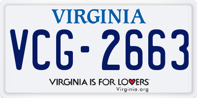 VA license plate VCG2663