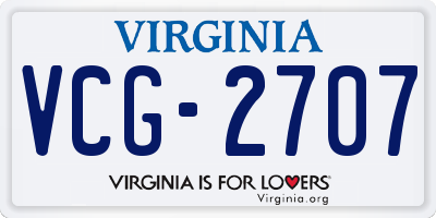 VA license plate VCG2707