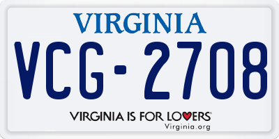 VA license plate VCG2708