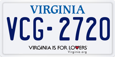 VA license plate VCG2720