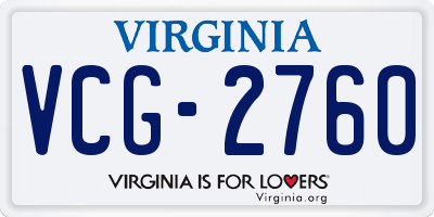 VA license plate VCG2760