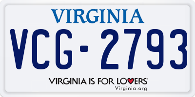 VA license plate VCG2793