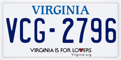 VA license plate VCG2796