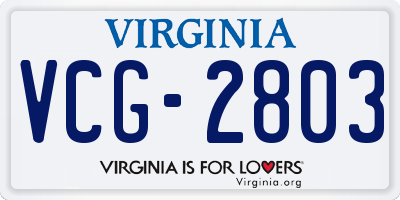 VA license plate VCG2803