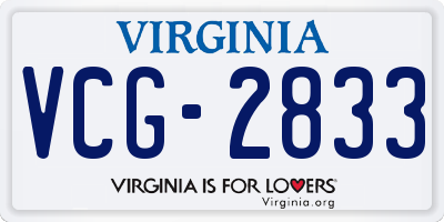 VA license plate VCG2833