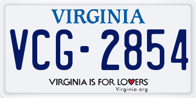 VA license plate VCG2854