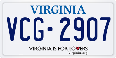 VA license plate VCG2907