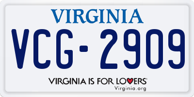 VA license plate VCG2909