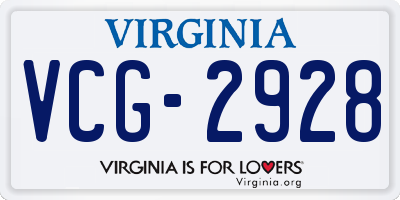 VA license plate VCG2928