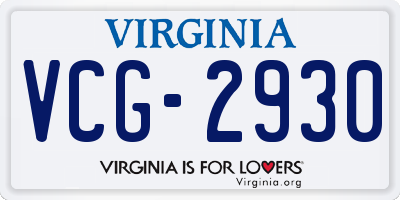VA license plate VCG2930