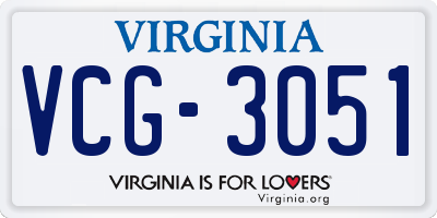 VA license plate VCG3051