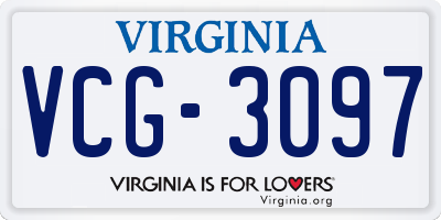 VA license plate VCG3097