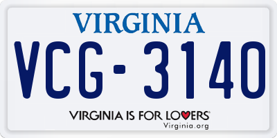 VA license plate VCG3140