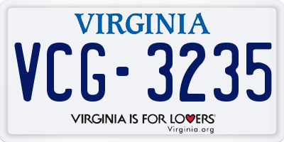 VA license plate VCG3235