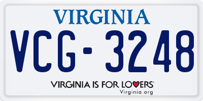 VA license plate VCG3248
