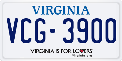 VA license plate VCG3900