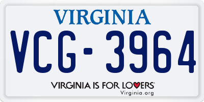 VA license plate VCG3964