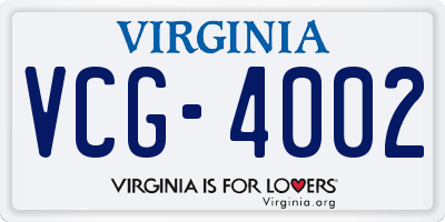 VA license plate VCG4002