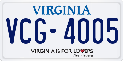 VA license plate VCG4005