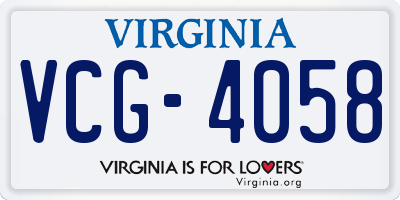 VA license plate VCG4058