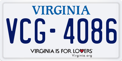 VA license plate VCG4086