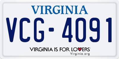 VA license plate VCG4091