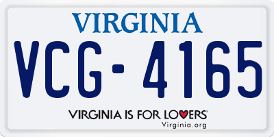 VA license plate VCG4165
