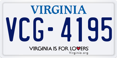 VA license plate VCG4195