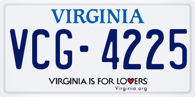VA license plate VCG4225